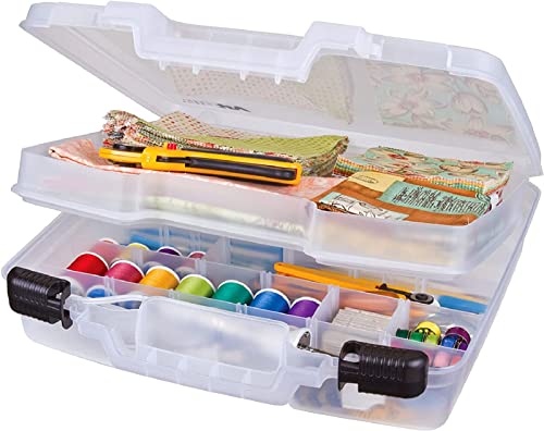 ArtBin 6960AB Quick View Deep Base Carrying Case, Portable Art & Craft Storage Box, 14.5" x 15", Clear - Image 1