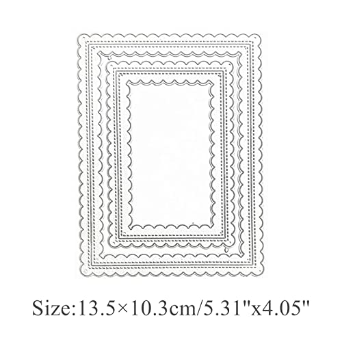 hinana Rectangle Frame Metal Die Cuts,Stitched Scalloped Nesting Tag Background Cutting Dies Cut Stencils for DIY Scrapbooking Photo Decorative Embossing Paper Card Making - Image 2