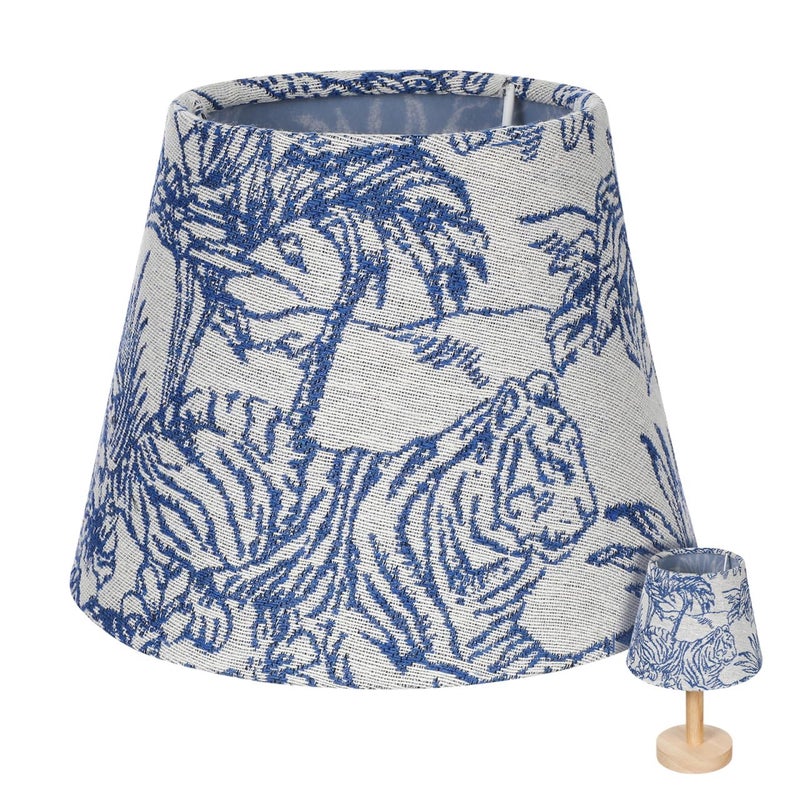 UKCOCO Drum Lamp Shade, 6.6 x 6.6 x 5 inch Mini Embroidered Fabric Lampshade Rain Forest Printed Small Lamp Shade Tablelamps Conical for E27/E14 (Random Rain Forest Animals or Plants Patterns) - Image 1