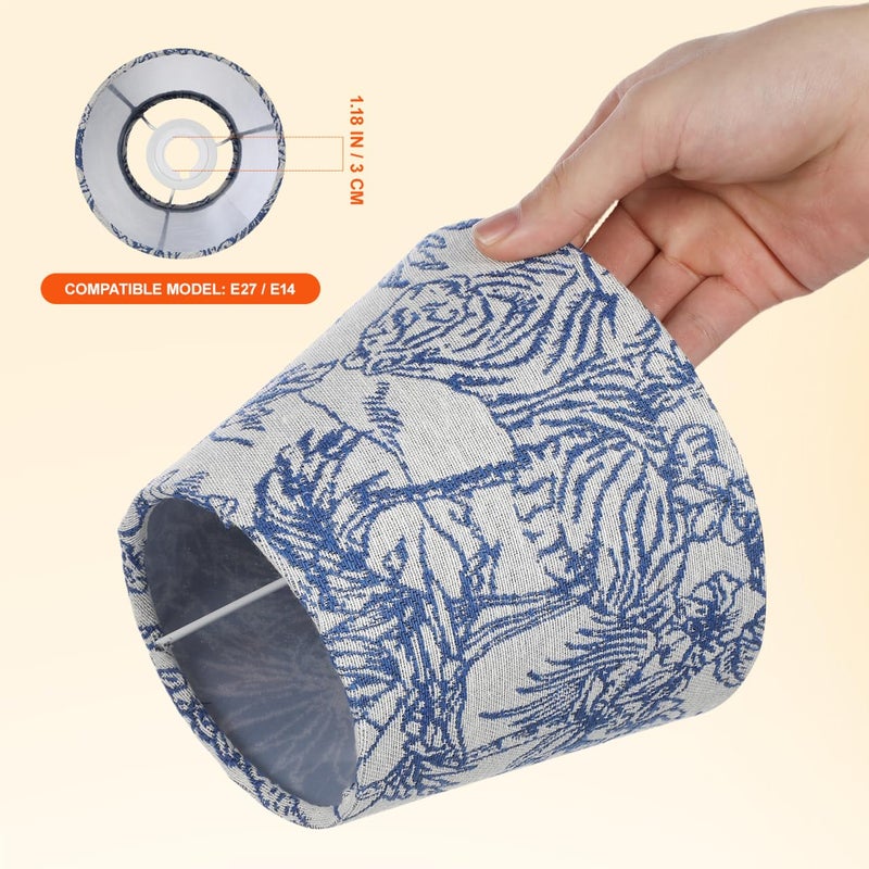 UKCOCO Drum Lamp Shade, 6.6 x 6.6 x 5 inch Mini Embroidered Fabric Lampshade Rain Forest Printed Small Lamp Shade Tablelamps Conical for E27/E14 (Random Rain Forest Animals or Plants Patterns) - Image 2