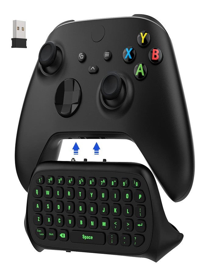 MoKo Green Backlight Keyboard for Xbox One Controller, Xbox Series X/S, Wireless Gaming Chatpad Keypad with USB Receiver&3.5mm Audio Jack, Xbox Accessories for Xbox One/One S/Elite/2 Controller, Black - Image 1