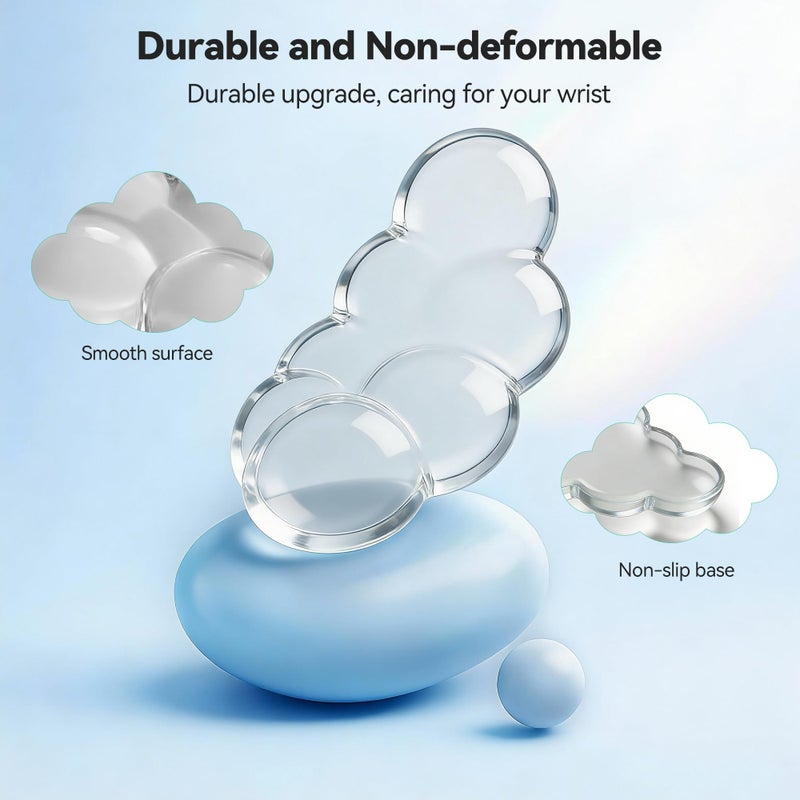 TECKNET Gel Cloud Wrist Rest Set, Cloud Wrist Rest with Non-Slip Base, Clear Wrist Pad for Keyboard with Mouse Wrist Rest for Computer Laptop Office Gaming and Pain Relief, Transparent - Image 4