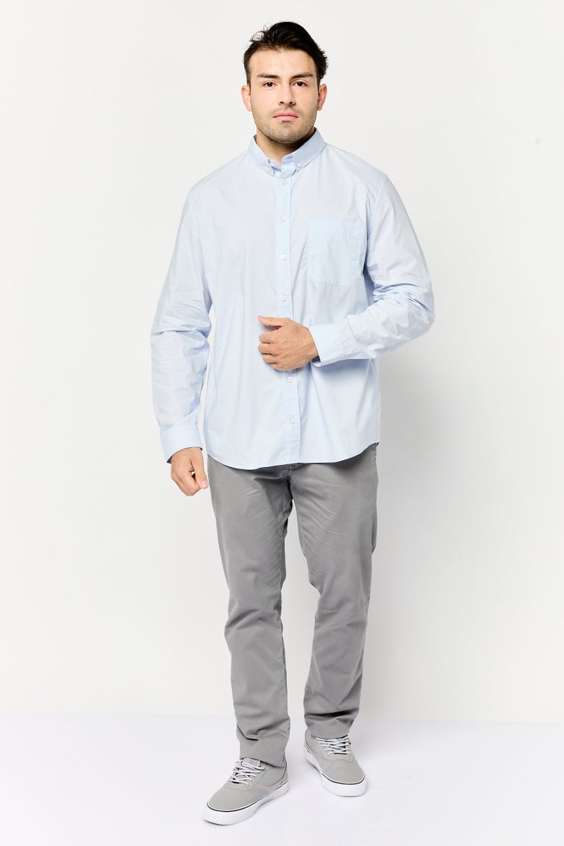 Celio Men Regular Fit Solid Long Sleeves Casual Shirt, Light Blue  - Image 2