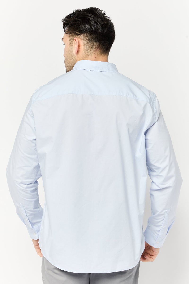 Celio Men Regular Fit Solid Long Sleeves Casual Shirt, Light Blue  - Image 4