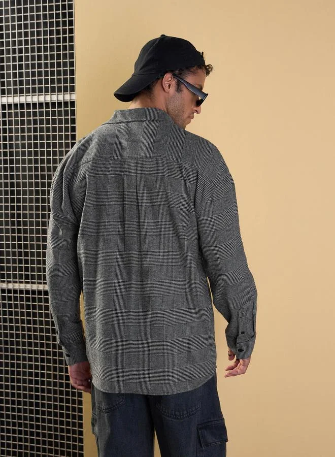 Mascln Sassafras Mascln Sassafras Glen Check Flap Pocket Detail Oversized Shirt