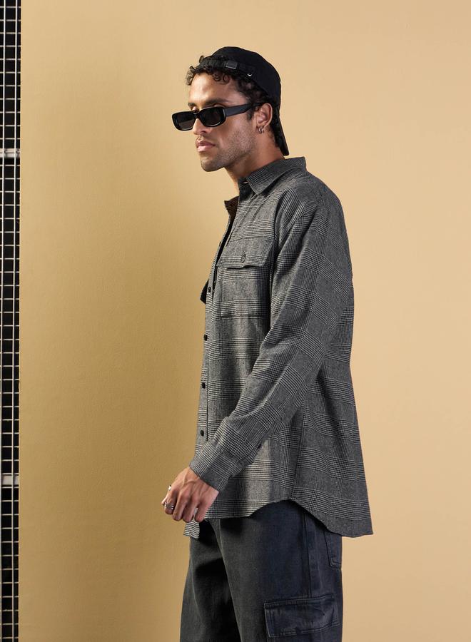 Mascln Sassafras Glen Check Flap Pocket Detail Oversized Shirt - Image 3