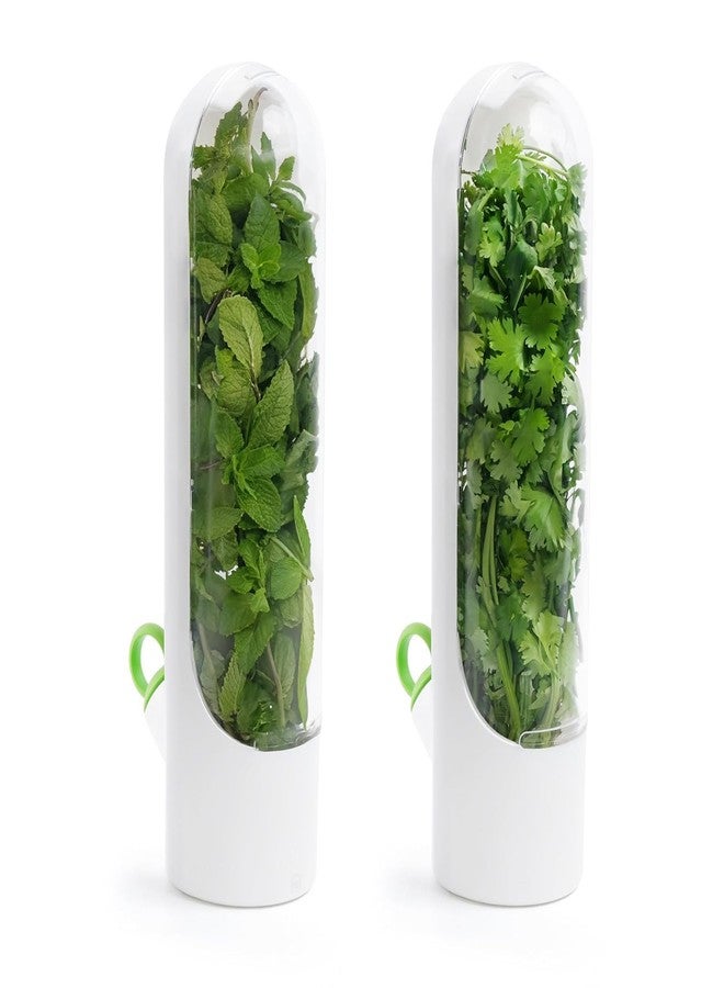 TRICWELL Fresh Herb Keeper Pod, Herb Savor for Refrigerator - Keeps Cilantro, Parsley, and Asparagus Fresh for 3 Weeks - BPA-Free Transparent Storage Container with Water Reservoir (Herb saver 2pcs) - Image 1