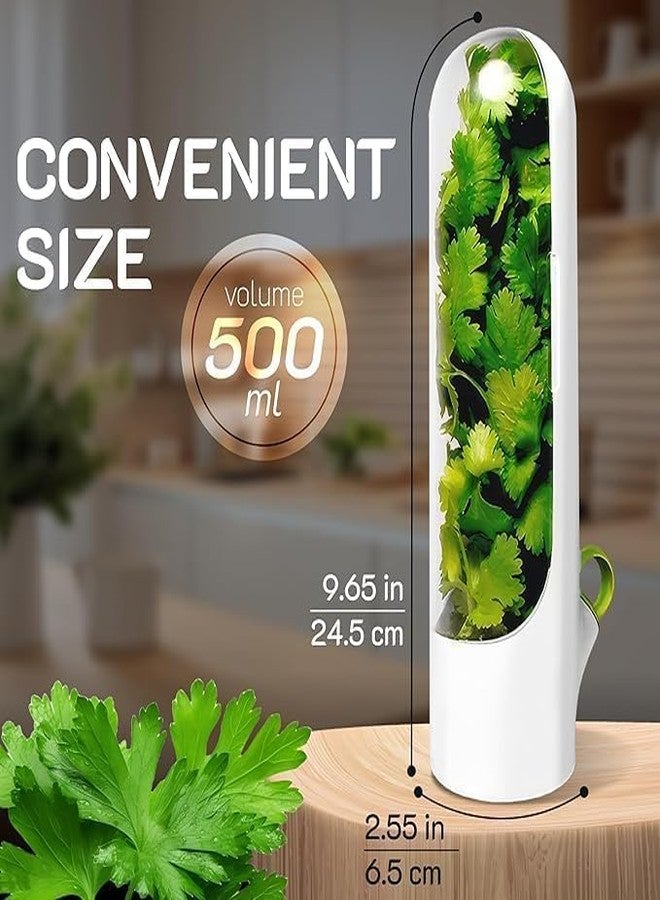 TRICWELL Fresh Herb Keeper Pod, Herb Savor for Refrigerator - Keeps Cilantro, Parsley, and Asparagus Fresh for 3 Weeks - BPA-Free Transparent Storage Container with Water Reservoir (Herb saver 2pcs) - Image 2