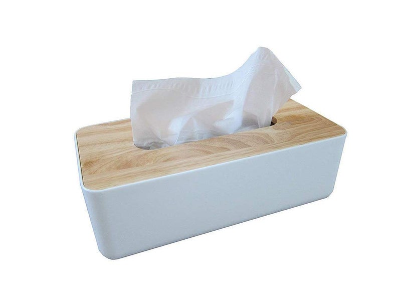 Mishrit Rectangular Shape Wooden Cover Plastic Tissue Box Holder Paper Napkin Holder Case Tissue Holder Dispenser Organizer for Car Dcor Home Room 1 PC - Image 3