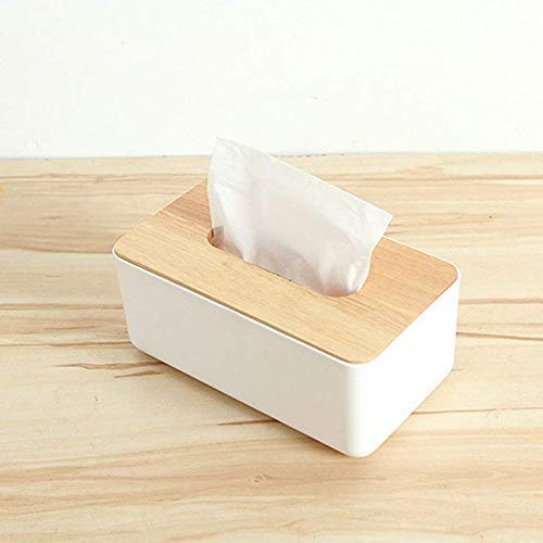 Mishrit Rectangular Shape Wooden Cover Plastic Tissue Box Holder Paper Napkin Holder Case Tissue Holder Dispenser Organizer for Car Dcor Home Room 1 PC - Image 2