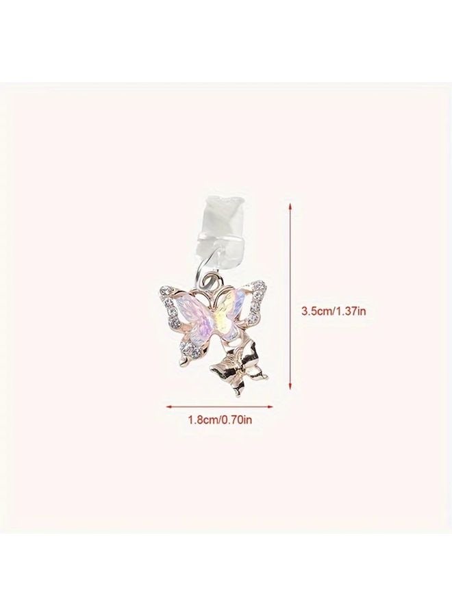 Blue Cartoon Diamond Butterfly Dust Plug for Type C Charging Port - Image 4