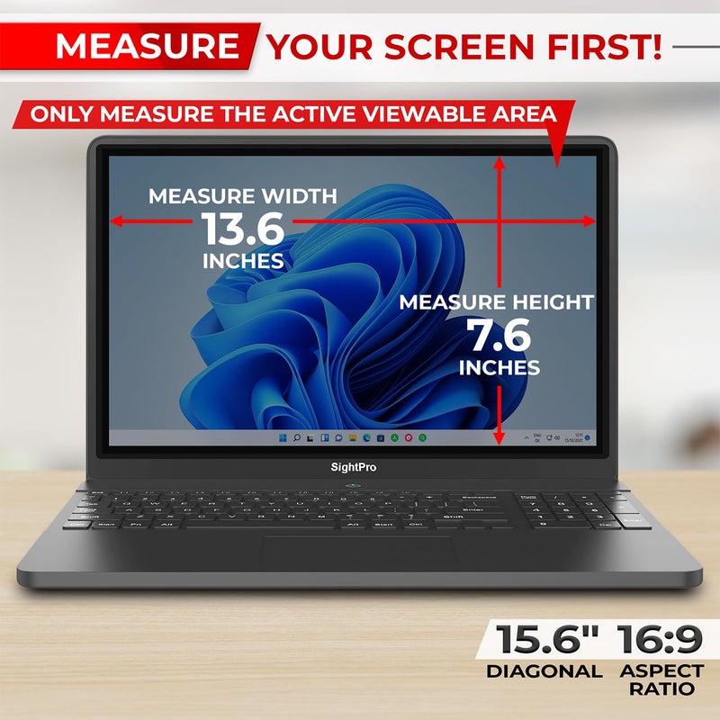 SightPro 15.6 Inch 16:9 Laptop Privacy Screen Filter - Computer Monitor Privacy Shield and Anti-Glare Protector - Image 2