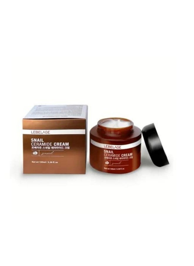 Lebelage Snail Ceramide Repair Intensive Care Cream 3.38 Fl Oz / 100Ml Korean Skincare Improves Skin Tone And Fine Wrinkles Smooth Skin Texture  - Image 1