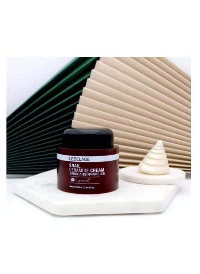 Lebelage Snail Ceramide Repair Intensive Care Cream 3.38 Fl Oz / 100Ml Korean Skincare Improves Skin Tone And Fine Wrinkles Smooth Skin Texture  - Image 3