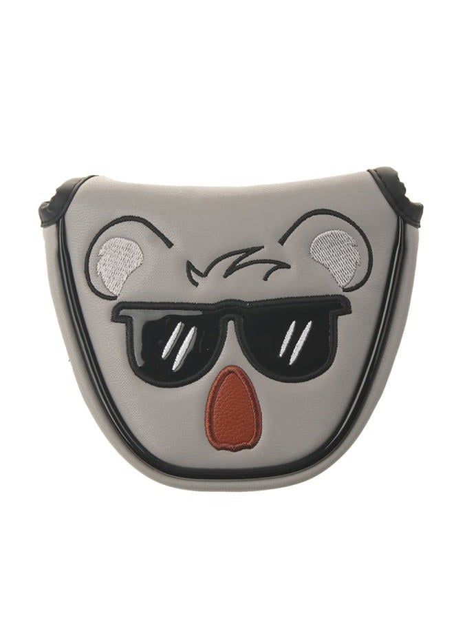 GOOACTION Mouse Jason Golf Club Heel Shafted Mallet Putter Cover Creative Cartoon Animal Rat Embroidery Pattern Magnetic Synthetic Leather Gray Golf Headcover - Image 1
