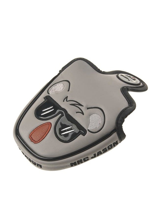 GOOACTION Mouse Jason Golf Club Heel Shafted Mallet Putter Cover Creative Cartoon Animal Rat Embroidery Pattern Magnetic Synthetic Leather Gray Golf Headcover - Image 5
