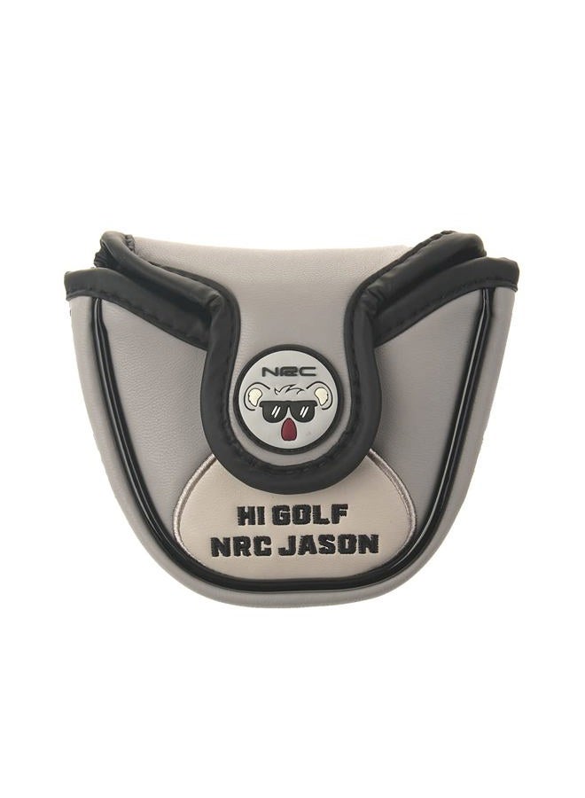 GOOACTION Mouse Jason Golf Club Heel Shafted Mallet Putter Cover Creative Cartoon Animal Rat Embroidery Pattern Magnetic Synthetic Leather Gray Golf Headcover - Image 3