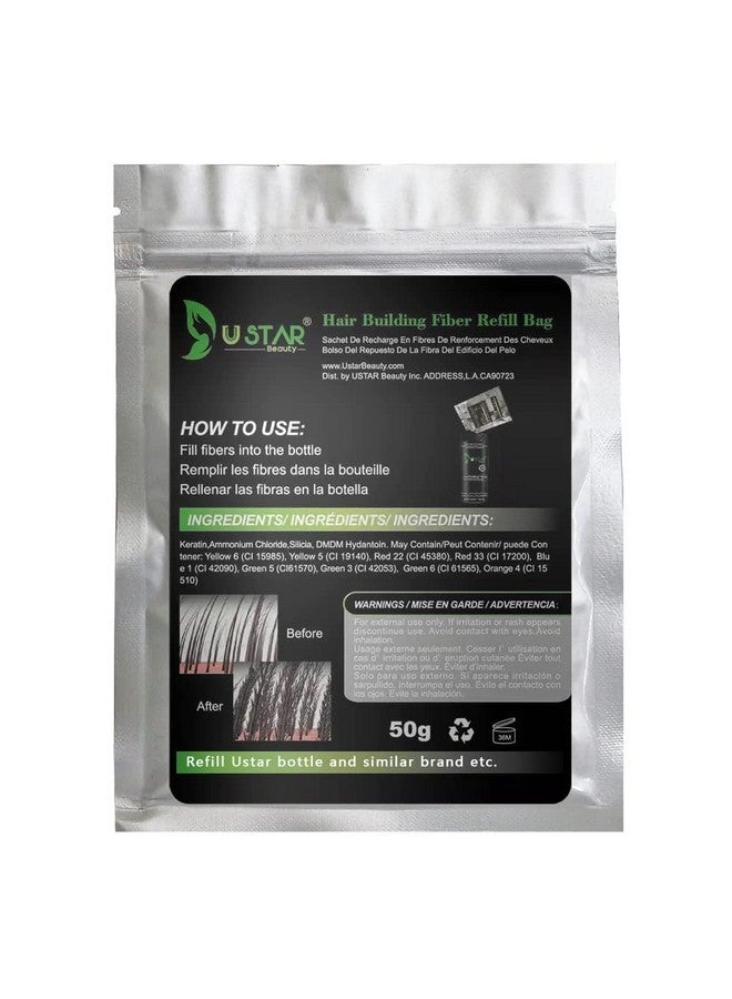 USTAR Hair Building Fibers Refill Bag 50 Gram (Black) - Image 2