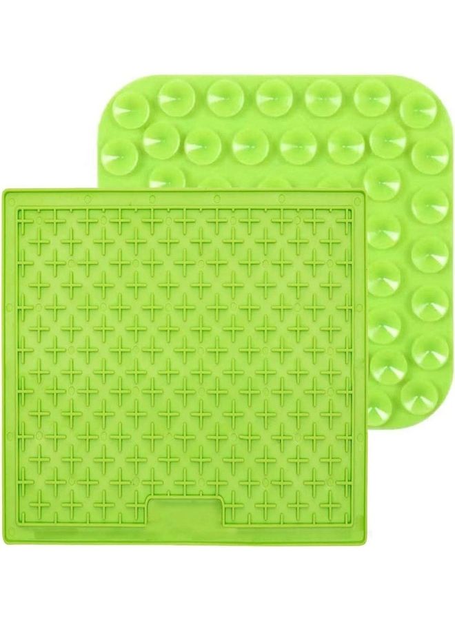 NIBEMINENT Silicone Slow Feeder Dog Treat Dispensing Mat Green 18.7 x 18.7cm - Image 1