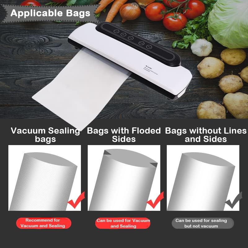 Hoqqf Vacuum Sealer Machine, Mini Automatic Fresh Food Saver for Home Kitchen Medicine Chemical Industry, Automatic Food Saver with 10 Vacuum Sealer Bags - Image 3