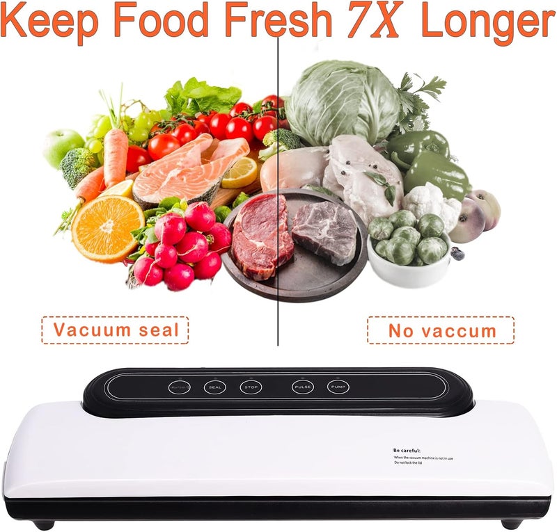 Hoqqf Vacuum Sealer Machine, Mini Automatic Fresh Food Saver for Home Kitchen Medicine Chemical Industry, Automatic Food Saver with 10 Vacuum Sealer Bags - Image 2