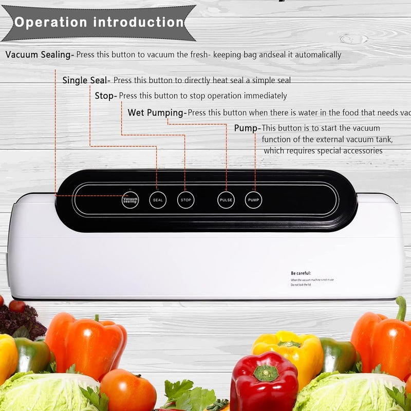 Hoqqf Vacuum Sealer Machine, Mini Automatic Fresh Food Saver for Home Kitchen Medicine Chemical Industry, Automatic Food Saver with 10 Vacuum Sealer Bags - Image 4