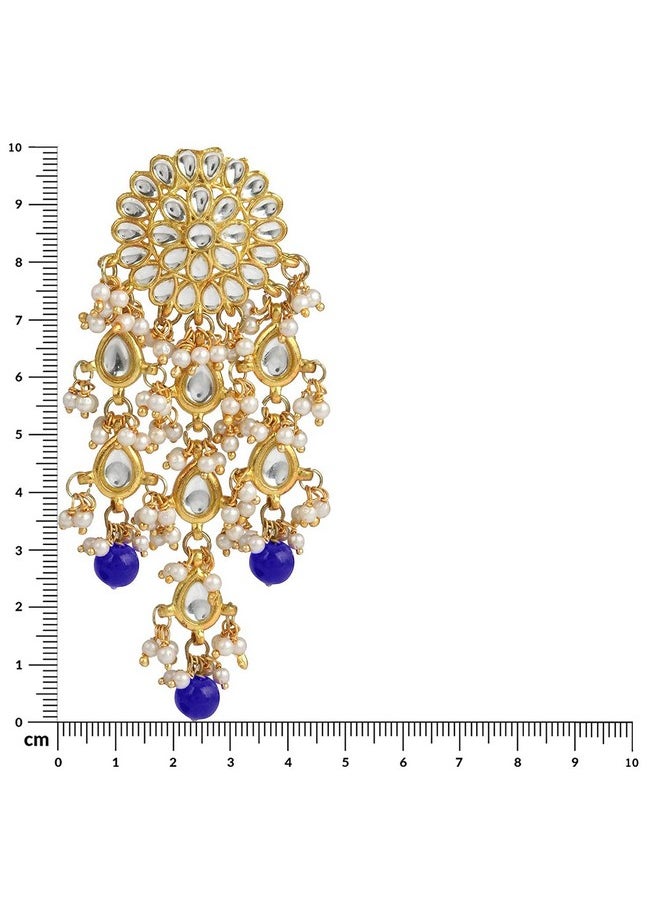 Aheli Antique Indian Boho Oxidized Jhumki Ethnic Fusion Bollywood Party Wear Dangle Hypoallergenic Earrings Ethnic Fashion Statement Jewelry For Women Girls (Blue Stone Beaded Chandelier)  - Image 5