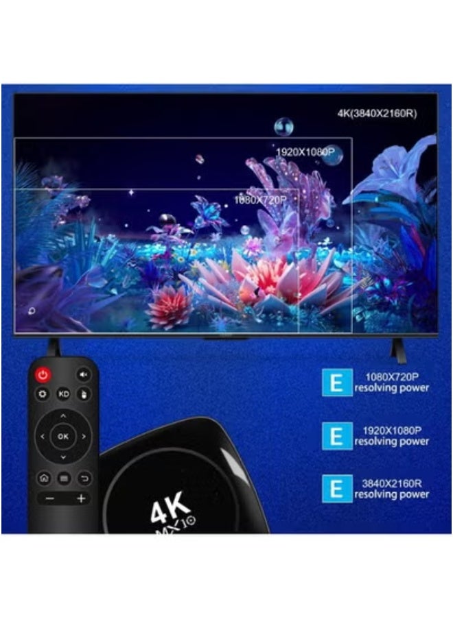 MX10 MX10 Android 13.0 Smart TV Box with Amlogic Quad-Core Processor – 4K Ultra HD AV1 Streaming Media Player – Dual-Band WiFi (2.4G/5.8G), Bluetooth 4.1, HDMI, USB, AV – Android ATV Box for Netflix, YouTube, IPTV & Smart TV Home Entertainment  - Image 3