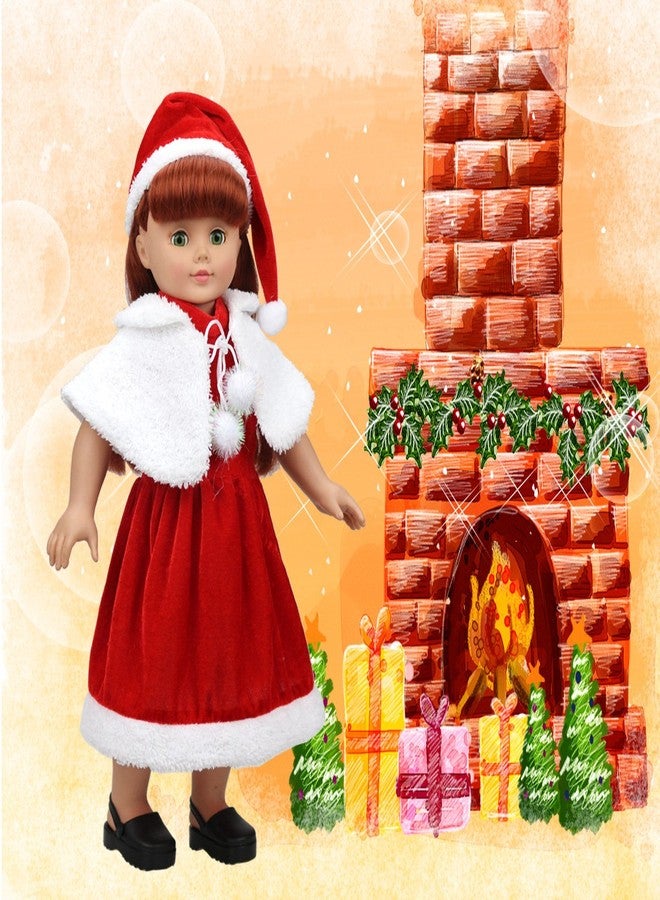 TianBo 18 inch Girl Doll Clothes 3pc Christmas Red Color Including Hat Shawl Dresses Outsuits Fits 18 Inch Girl Dolls, ZKB902 - Image 5