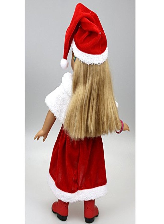 TianBo 18 inch Girl Doll Clothes 3pc Christmas Red Color Including Hat Shawl Dresses Outsuits Fits 18 Inch Girl Dolls, ZKB902 - Image 4