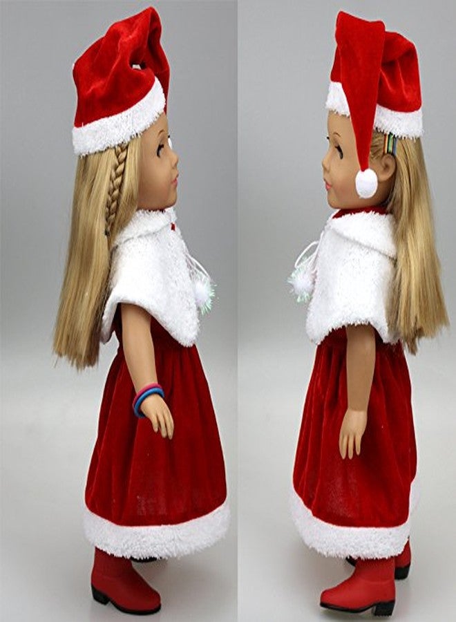 TianBo 18 inch Girl Doll Clothes 3pc Christmas Red Color Including Hat Shawl Dresses Outsuits Fits 18 Inch Girl Dolls, ZKB902 - Image 3