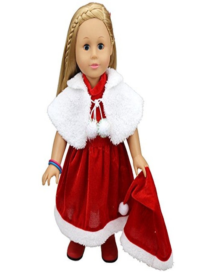 TianBo 18 inch Girl Doll Clothes 3pc Christmas Red Color Including Hat Shawl Dresses Outsuits Fits 18 Inch Girl Dolls, ZKB902 - Image 2