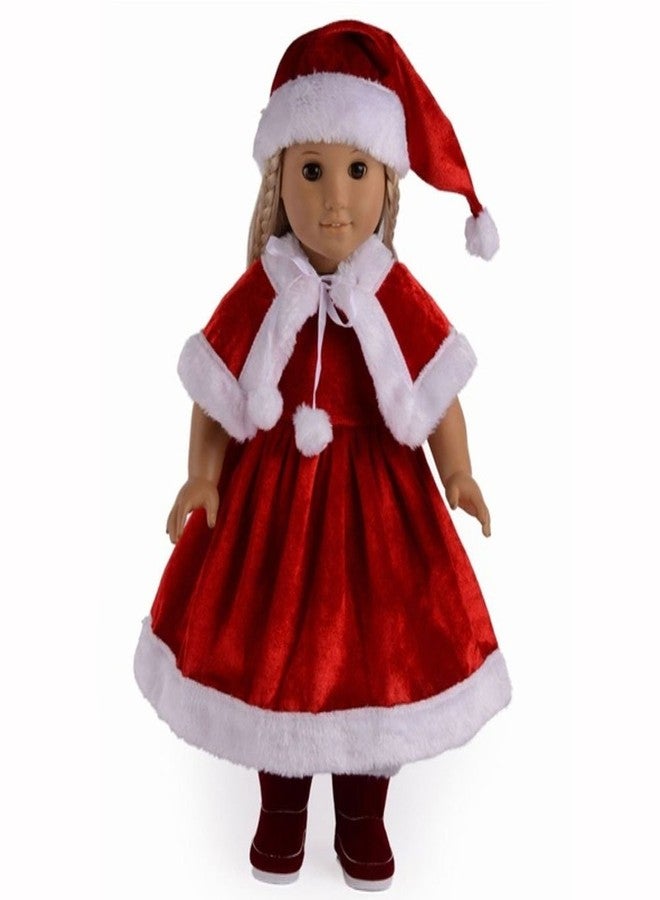 TianBo 18 inch Girl Doll Clothes 3pc Christmas Red Color Including Hat Shawl Dresses Outsuits Fits 18 Inch Girl Dolls, ZKB902 - Image 1