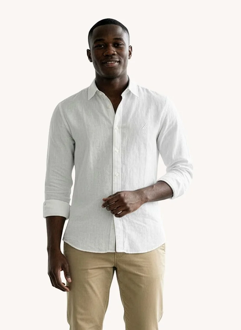 NAUTICA Men's Solid Linen Shirt