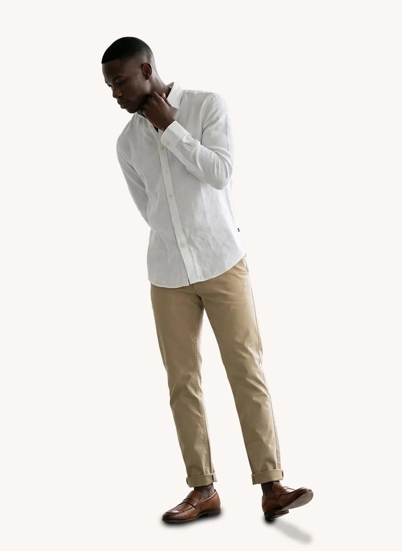 Nautica  Men Regular Fit Solid Linen Shirt for Everyday Casual Wear-White for Men | Best Price UAE