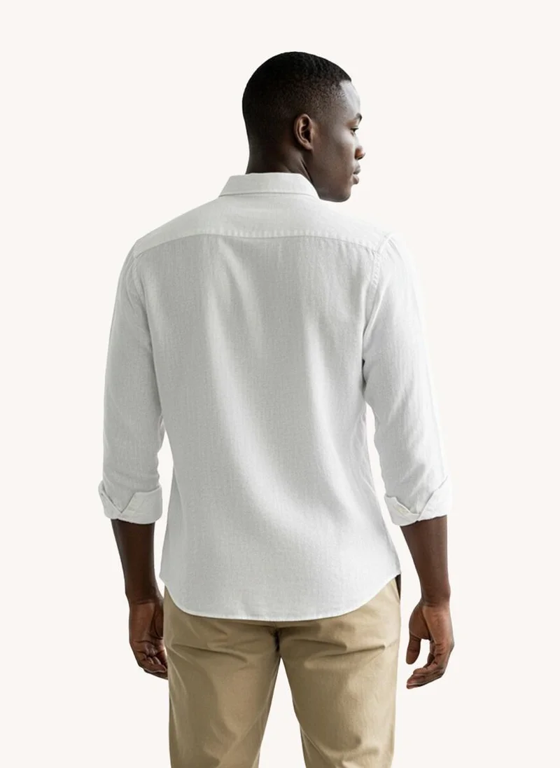 Nautica  Men Regular Fit Solid Linen Shirt for Everyday Casual Wear-White for Men | Best Price UAE
