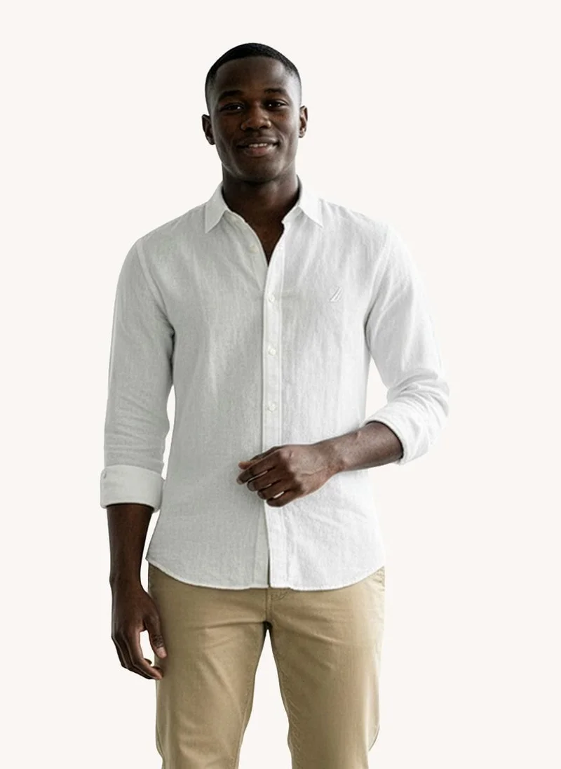 Men Regular Fit Solid Linen Shirt for Everyday Casual Wear-White