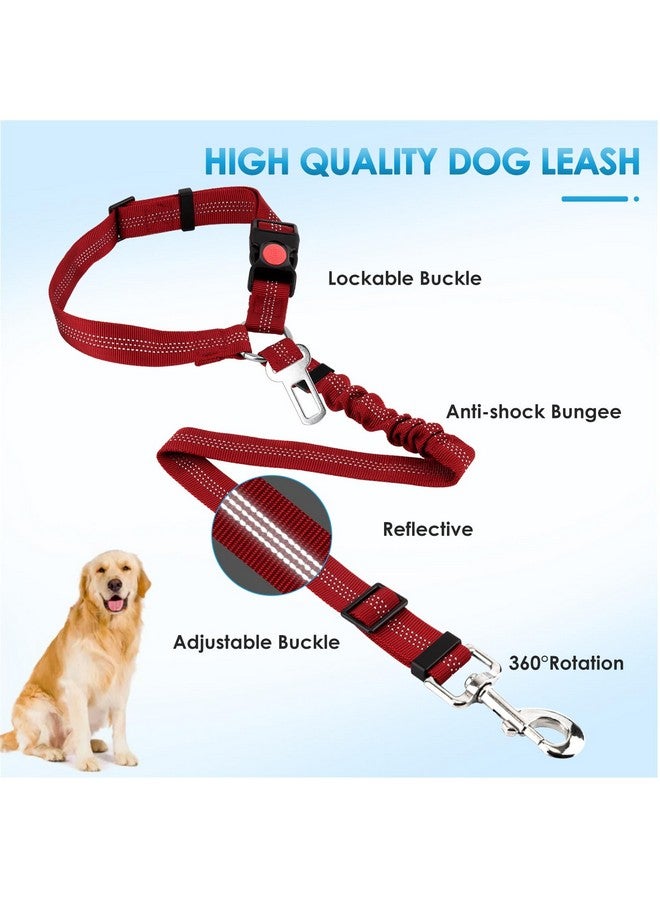 Lukovee Dog Seatbelt Leash for Cars, 2 Pack Pet Safety Seat Belt with Adjustable Buckle & Reflective Bungee, Connect Dog Harness in Vehicle Dogs Restraint Travel Daily Use (Red) - Image 2