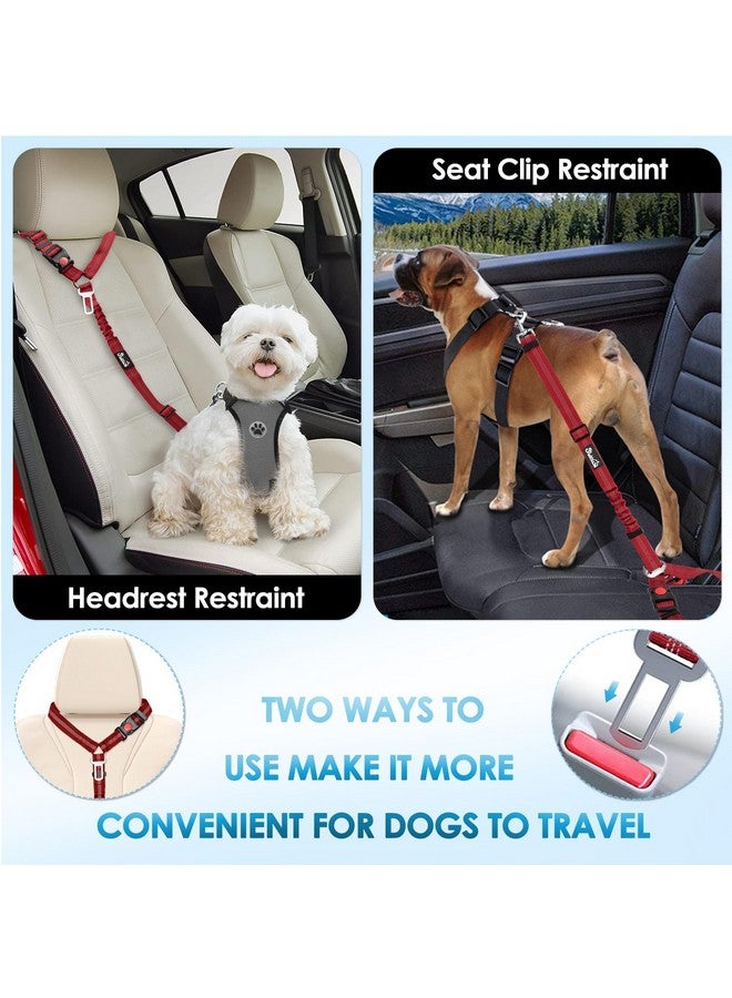 Lukovee Dog Seatbelt Leash for Cars, 2 Pack Pet Safety Seat Belt with Adjustable Buckle & Reflective Bungee, Connect Dog Harness in Vehicle Dogs Restraint Travel Daily Use (Red) - Image 3