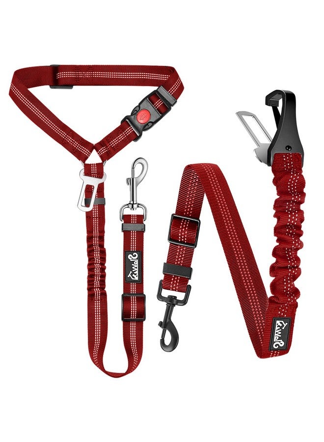 Lukovee Dog Seatbelt Leash for Cars, 2 Pack Pet Safety Seat Belt with Adjustable Buckle & Reflective Bungee, Connect Dog Harness in Vehicle Dogs Restraint Travel Daily Use (Red) - Image 1