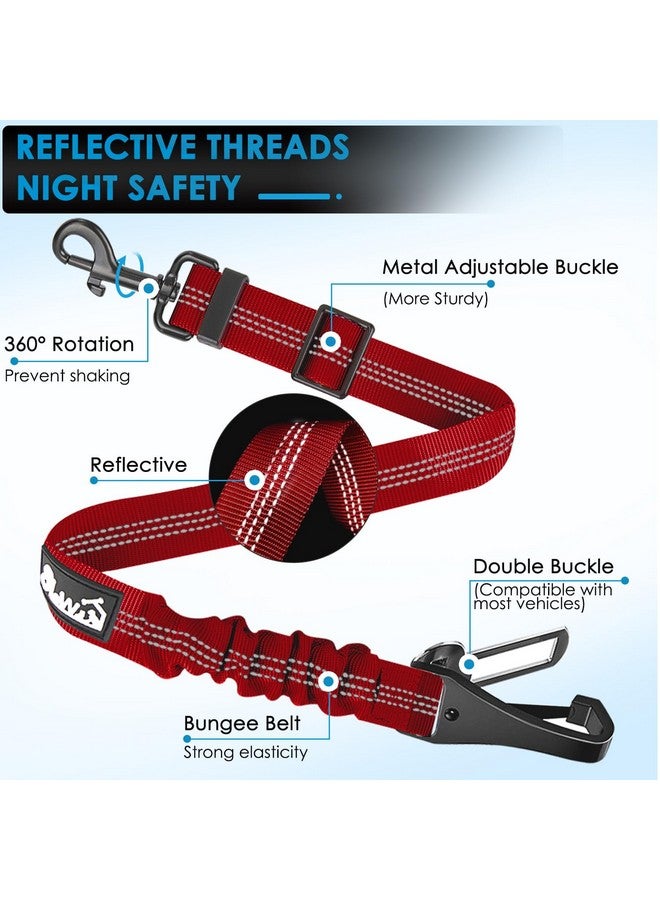 Lukovee Dog Seatbelt Leash for Cars, 2 Pack Pet Safety Seat Belt with Adjustable Buckle & Reflective Bungee, Connect Dog Harness in Vehicle Dogs Restraint Travel Daily Use (Red) - Image 4