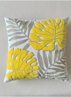 Vparty Cotton Embroidery Tropical Leaf Palm Pattern Throw Pillow Covers Woven Comfy Decorative Pillows Covers Cushion Case for Couch Sofa Bedroom Car Pillow Case ONLY  - Image 1