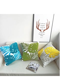 Vparty Cotton Embroidery Tropical Leaf Palm Pattern Throw Pillow Covers Woven Comfy Decorative Pillows Covers Cushion Case for Couch Sofa Bedroom Car Pillow Case ONLY  - Image 4