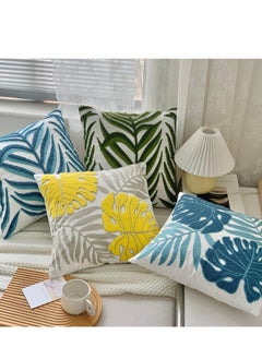 Vparty Cotton Embroidery Tropical Leaf Palm Pattern Throw Pillow Covers Woven Comfy Decorative Pillows Covers Cushion Case for Couch Sofa Bedroom Car Pillow Case ONLY  - Image 5