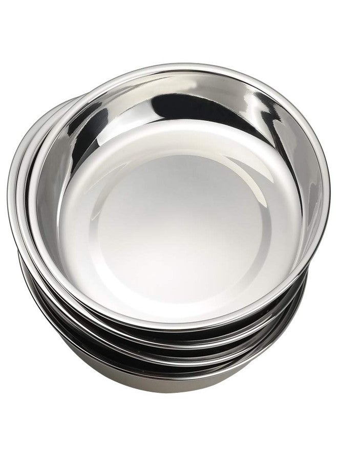 Qskely Stainless Steel Dinner Round Plates, 4 Pack Food Grade Stainless Steel Plates - Image 1