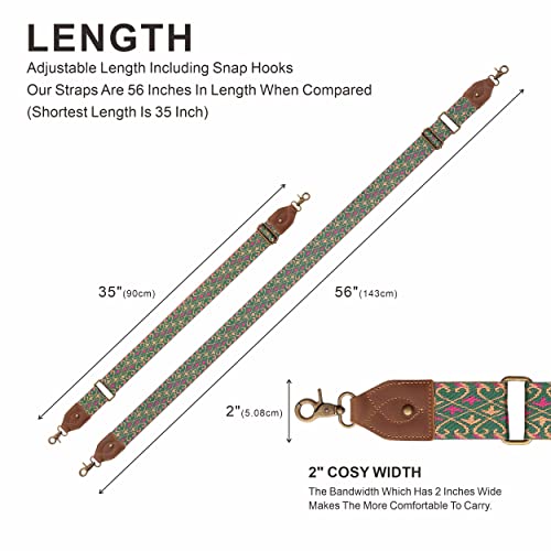 Nefelibata Purse Strap, 2" Cowhide Head Wide Shoulder Strap Adjustable Replacement,Retro Jacquard Embroidery Multi-pattern Crossbody Bag Straps for Handbag,Crossbody Bags(Yellow Bird) - Image 5
