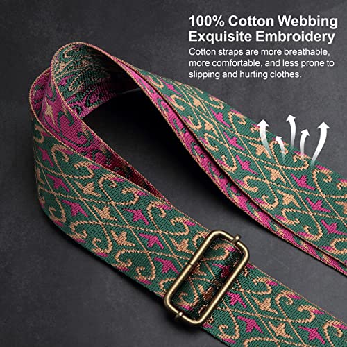 Nefelibata Purse Strap, 2" Cowhide Head Wide Shoulder Strap Adjustable Replacement,Retro Jacquard Embroidery Multi-pattern Crossbody Bag Straps for Handbag,Crossbody Bags(Yellow Bird) - Image 4
