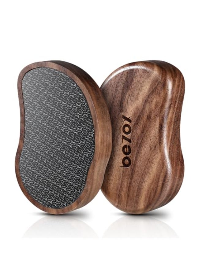 BEZOX Glass Pumice Stone NanoGlass Pedi Egg Foot Scrubber for Dead Skin EcoFriendly Pedicure Heel File Callus Remover for Silky Smooth Feet Walnut Wood Handled - Image 1