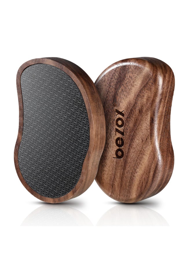 BEZOX Glass Pumice Stone NanoGlass Pedi Egg Foot Scrubber for Dead Skin EcoFriendly Pedicure Heel File Callus Remover for Silky Smooth Feet Walnut Wood Handled - Image 2