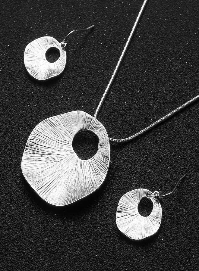 Madison Tyler Classic Jewelry Collection Teardrop Necklace with 18" Inch Snake Chain and Earring Set in Silver, Zinc, No Gemstone - Image 5